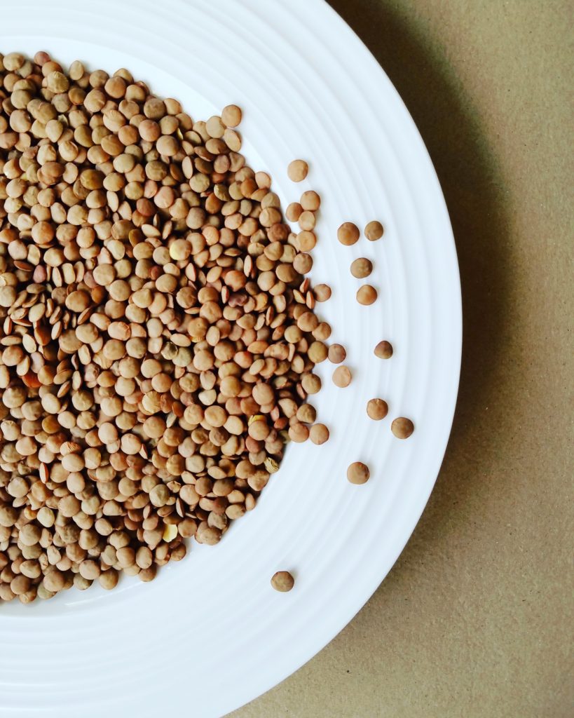 Dried Lentils on plate