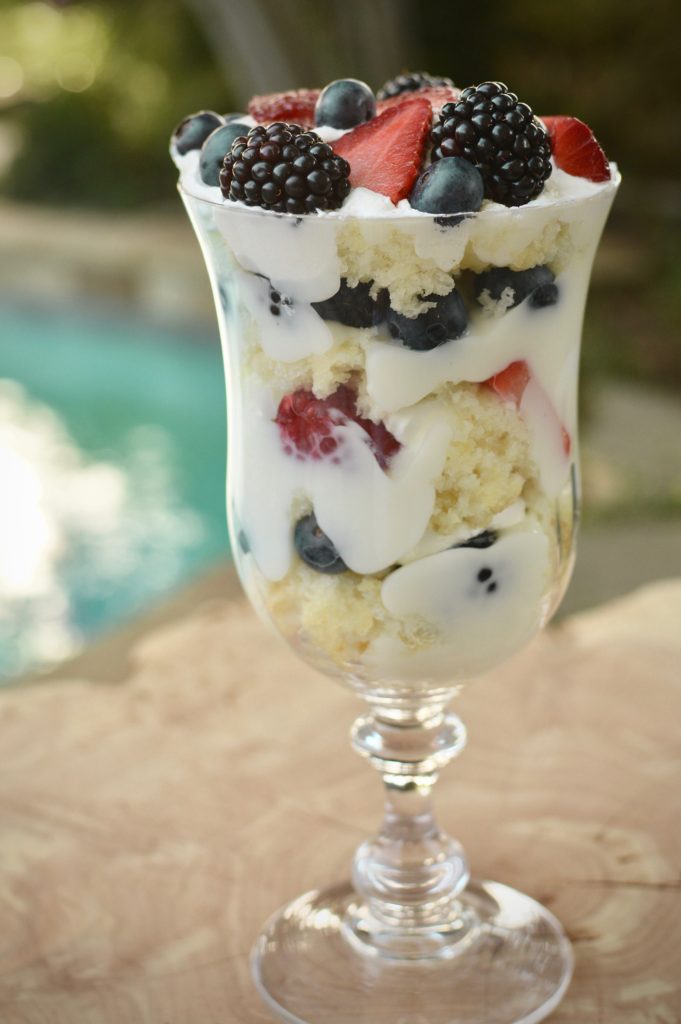Mixed Berry Trifle with Pineapple Cake dessert